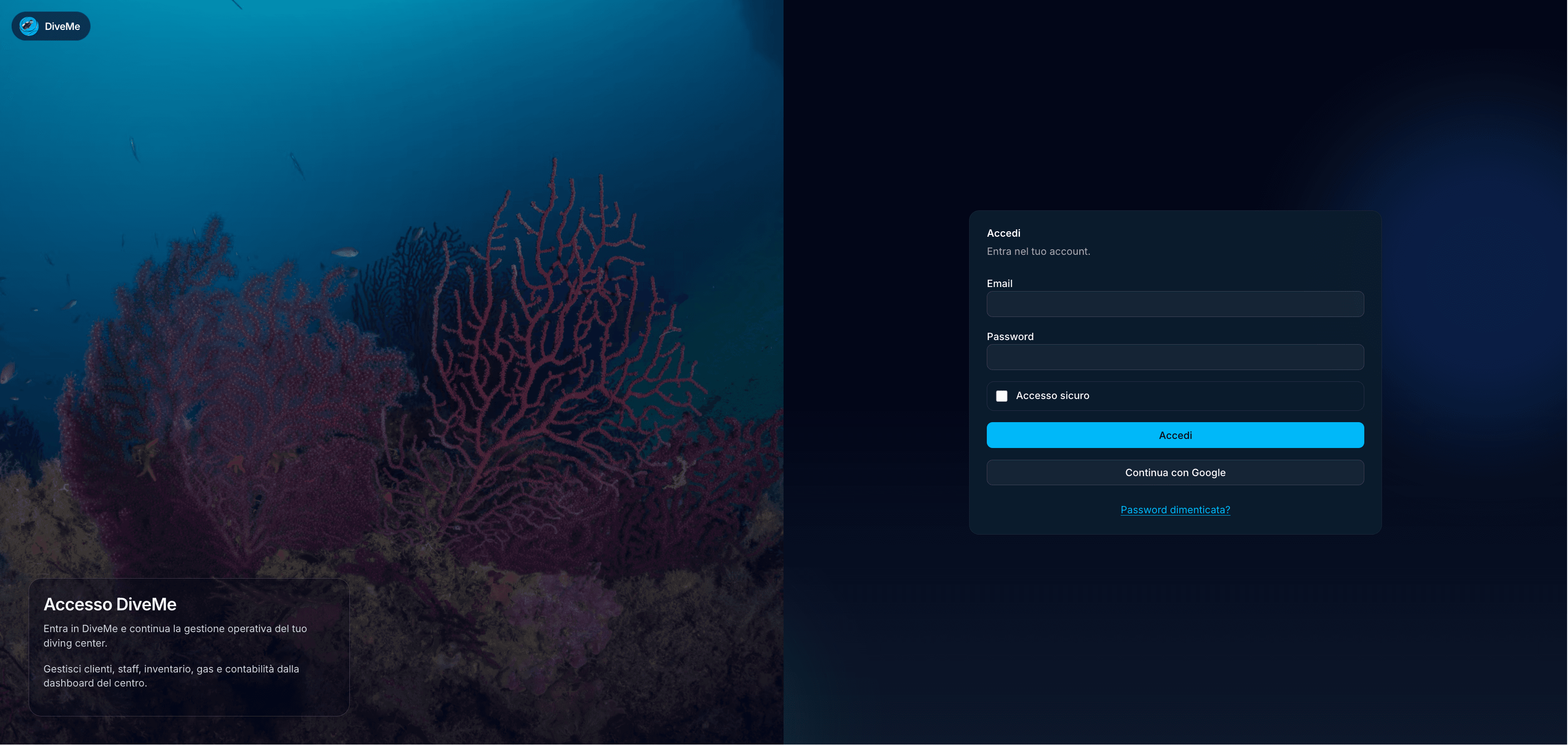 DiveME Admin screenshot